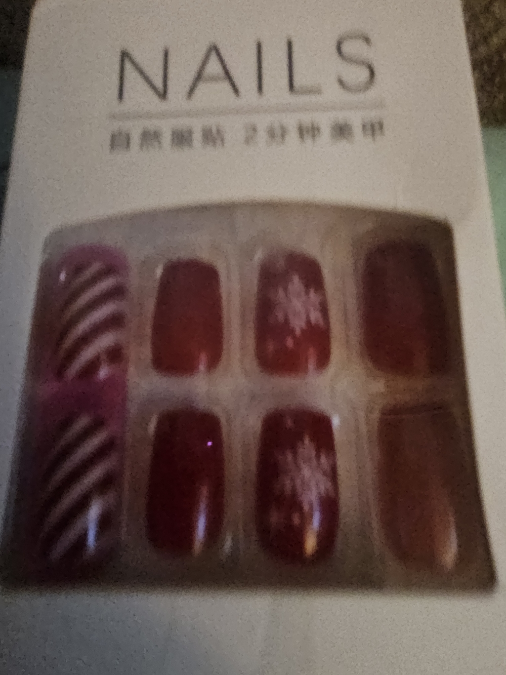 Press-On Women’s Nails - Deep Wine Red Snowflake Accent